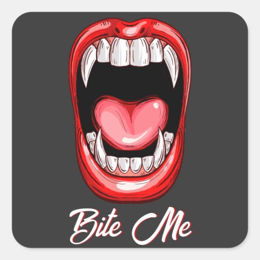 Funny Vampire Bite Halloween Vierkante Sticker (Voorkant)