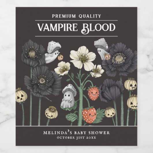 Funny Vampire Bloed Halloween Baby shower Wijn Etiket (Enkel label)