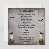 Funny Vampire & Crow Damask Halloween Party Kaart (Achterkant)
