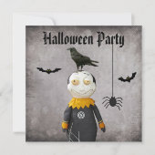 Funny Vampire & Crow Damask Halloween Party Kaart (Voorkant)