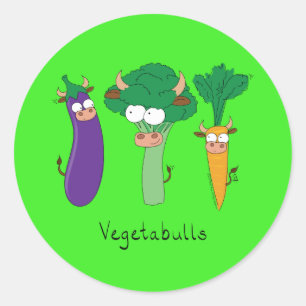 Funny Vegetables Cute Cartoon Kinder Ronde Sticker