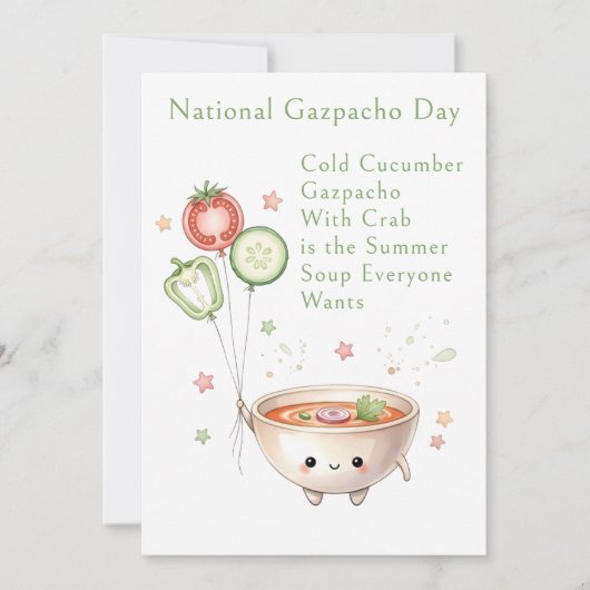 funny vegetables National Gazpacho Day Bedankkaart (Voorkant)