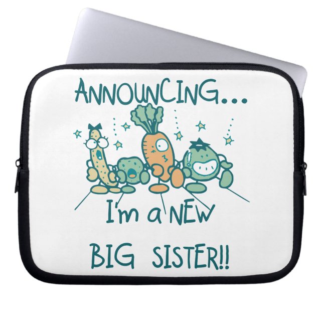 Funny Veggies New Big Sister Laptop Sleeve (Voorkant)