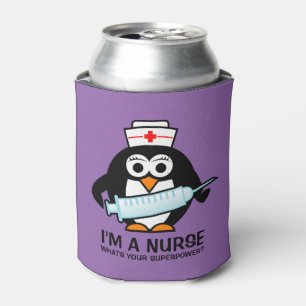 Funny verpleegkundige koelbox met schattige pingu blikjeskoeler