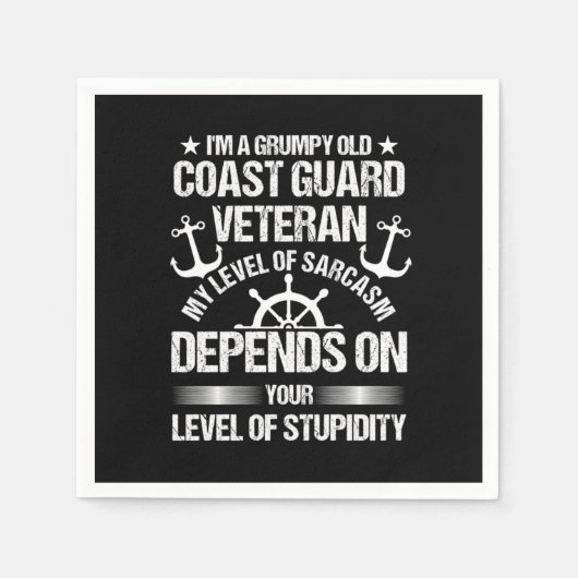 Funny Veterans Dag Grumpy Old Coast Guard Independ Servet (Voorkant)