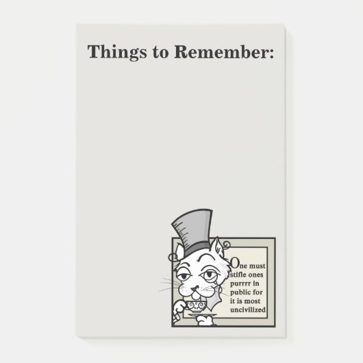 FUNNY VICTORIAANS CAT GRAPHIC POST-IT NOTEPAD POST-IT® NOTES (Voorkant)