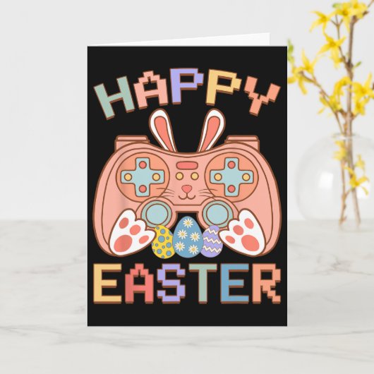 Funny Video Game Easter Bunny Gaming Controller Ga Kaart (Gele Bloem)