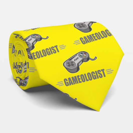 Funny Video Gamer Gameologist Controller Yellow Stropdas (Opgerold)