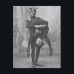 Funny Vintage Circus Performers Carte postale<br><div class="desc">Une étrange photo victorienne de deux artistes vêtus comme des démons.</div>