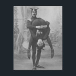 Funny Vintage Circus Performers Carte postale<br><div class="desc">Une étrange photo victorienne de deux artistes vêtus comme des démons.</div>