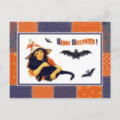 Funny Vintage fille Halloween carte postale (Devant)