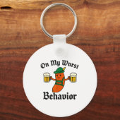 Funny Vintage German Octoberfest Wurst  Sleutelhanger (Voorkant)