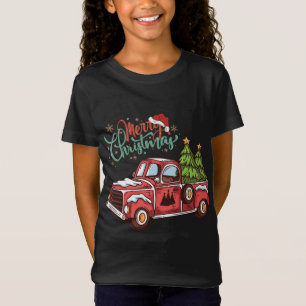 Funny Vintage-kerstboom Red Truck T-shirt