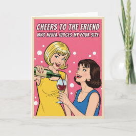 Funny Vintage Wine Humor Best Friends Pop Art  Kaart