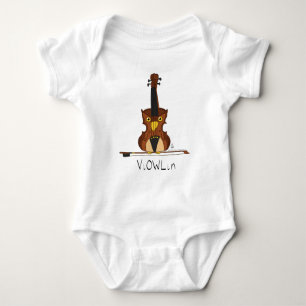 Funny Violin Owl Animal Cute Kinder Cartoon Romper