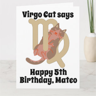 Funny Virgo Cat Personalized Birthday Kaart