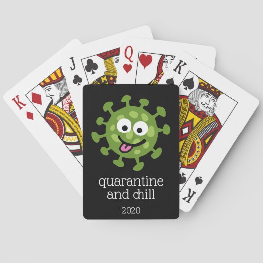 Funny Virus met Eyes - Quarantine en Chill 2020 Pokerkaarten (Achterkant)