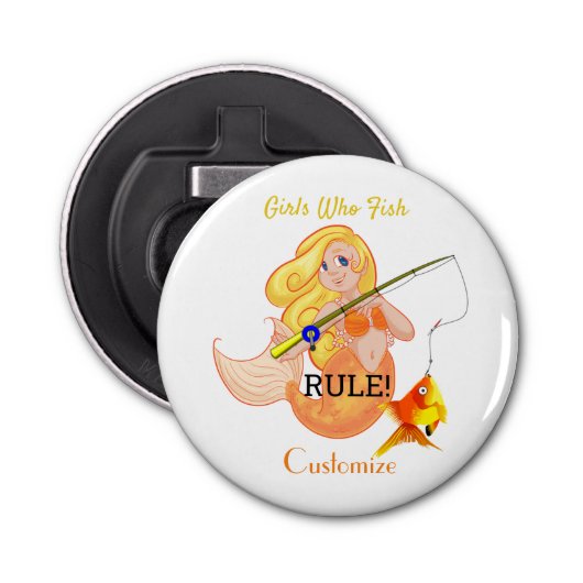 Funny Vissen Mermaid Girl Thunder_Cove Button Flesopener (Voorkant)