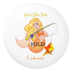 Funny Vissen Mermaid Girl Thunder_Cove Keramische Knop