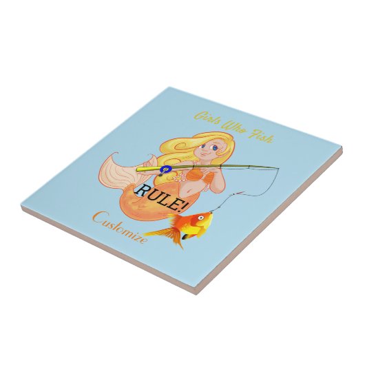 Funny Vissen Mermaid Girl Thunder_Cove Tegeltje (Zijkant)