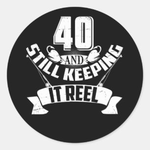 Funny Vist 40th Birthday Gift Fisherman 40 Year Ronde Sticker