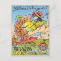 Funny Vist Briefkaart Visserij Cartoon