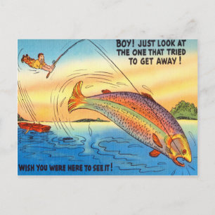 Funny Vist Fish Briefkaart Fisherman Cartoon