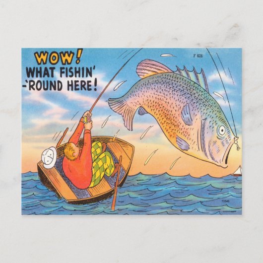 Funny Vist Fisherman Briefkaart Fish Cartoon (Voorkant)