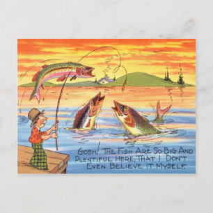 Funny Vist Fisherman Briefkaart Fish Cartoon