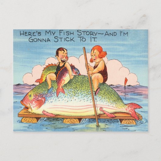Funny Vist Fisherman Briefkaart Fish Cartoon (Voorkant)