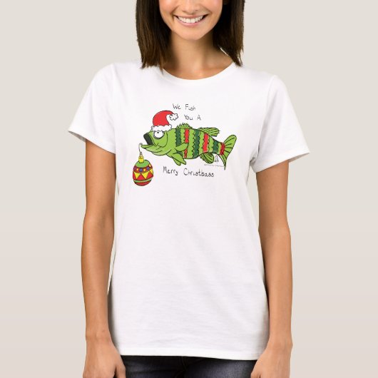 Funny Vist kerstmis Cartoon T-shirt (Voorkant)