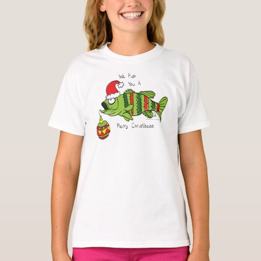 Funny Vist kerstmis Cartoon T-shirt (Voorkant)