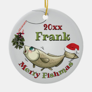 Funny Vist Kerstmis - Merry Fishmas Mistletoe Keramisch Ornament