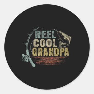 Funny Vist Reel Cool Grandpa Ronde Sticker