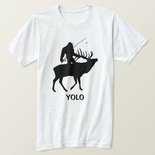 Funny Vist Shirt met Sasquatch Riding Elk (Design voorkant)
