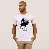 Funny Vist Shirt met Sasquatch Riding Elk (Voorkant volledig)