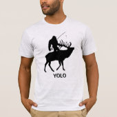 Funny Vist Shirt met Sasquatch Riding Elk (Voorkant)