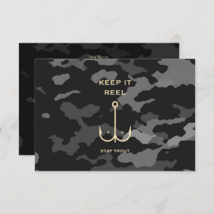 Funny Viste Vaderdag Camo Letter Bedankkaart