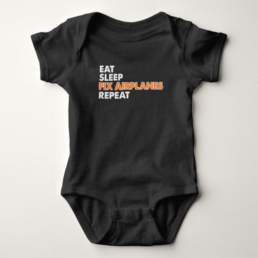 Funny Vliegtuig Mechanic - Eat Sleep Fix Airplane Romper (Voorkant)