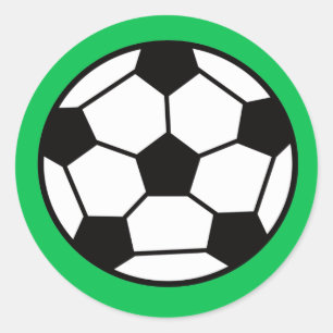 Funny Voetbal over groene achtergrond Ronde Sticker