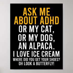 Funny Vraag me naar Adhd Autism Mental Health AWar Poster