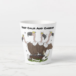 Funny vultures humor cartoon latte mok