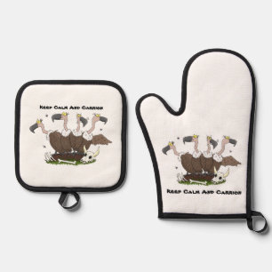 Funny vultures humor cartoon ovenwant & pannenlap set