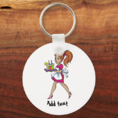 Funny waiter cartoon gepersonaliseerd sleutelhanger (Voorkant)