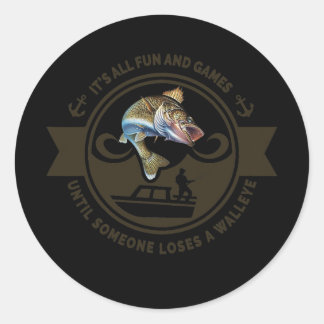 Funny Walleye Vist vers water Vissen Ronde Sticker