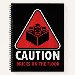 Funny Warning Attach Building Blocks Bricks on Fl Notitieboek