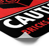 Funny Warning Attach Building Blocks Bricks on Fl Poster (Hoek)