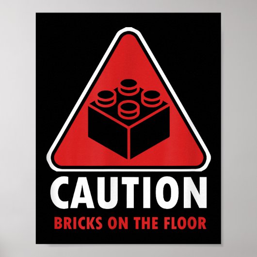 Funny Warning Attach Building Blocks Bricks on Fl Poster (Voorkant)