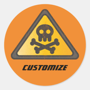 Funny Warning Sign Thunder_Cove Ronde Sticker