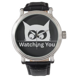 Funny Watching You Cat Cute Minimal Horloge